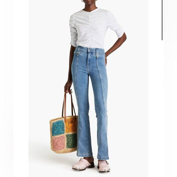 Veronica Beard Denim - Veronica Beard Beverly High-Rise Flare Jeans in Lakeshore Light Wash - Size 26